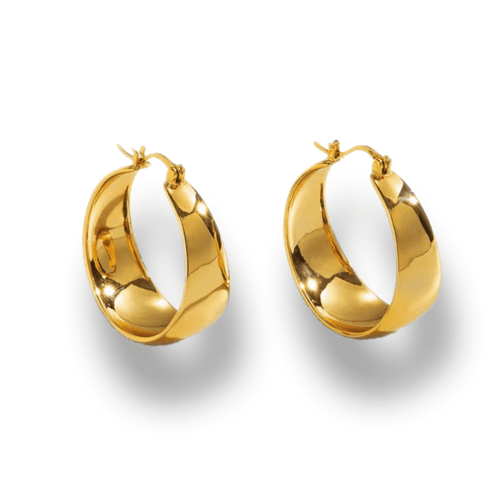 Circle Earrings, made from Titanium 316L stainless steel and plated with 18K Gold.