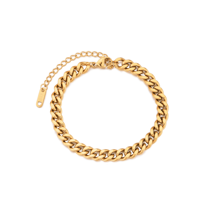 Gilded Chain Bracelet Titanium 316L Stainless Steel Plated with 18K Gold